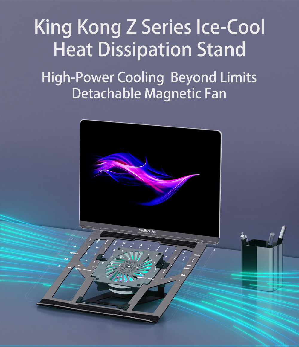 2025 Bestseller: Magnetic Detachable Cooling Fan Laptop Stand – Carbon Steel, 2mm Ultra‑Thin, Efficient Cooling & Neck Protection